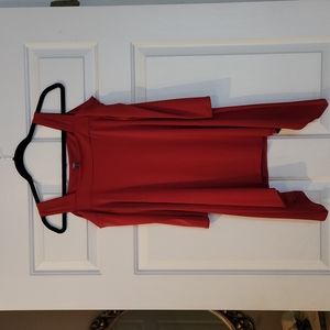 Red cold  shoulder tunic
